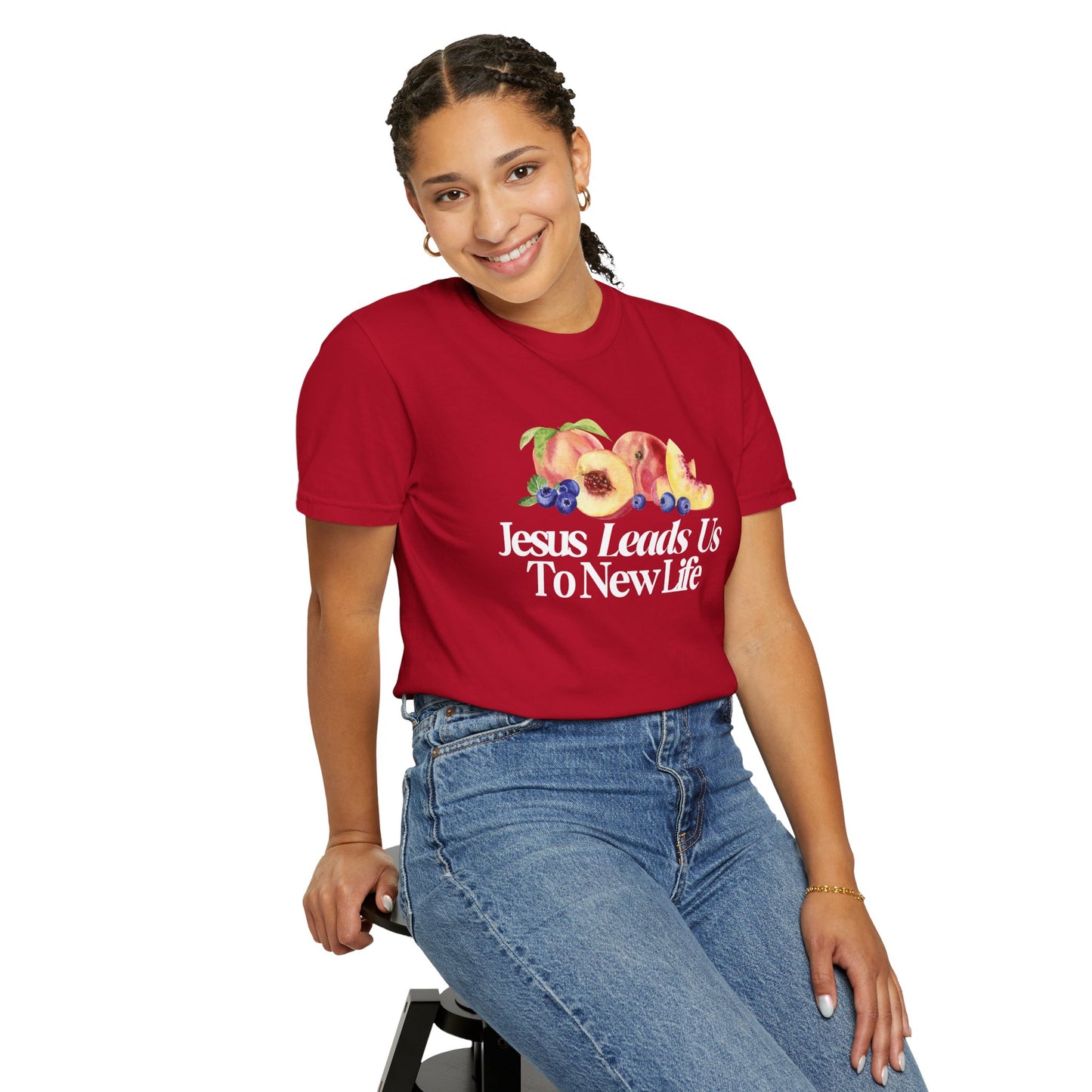 JESUS LEADS US TO NEW LIFE Women's Ring Spun Cotton T-Shirt