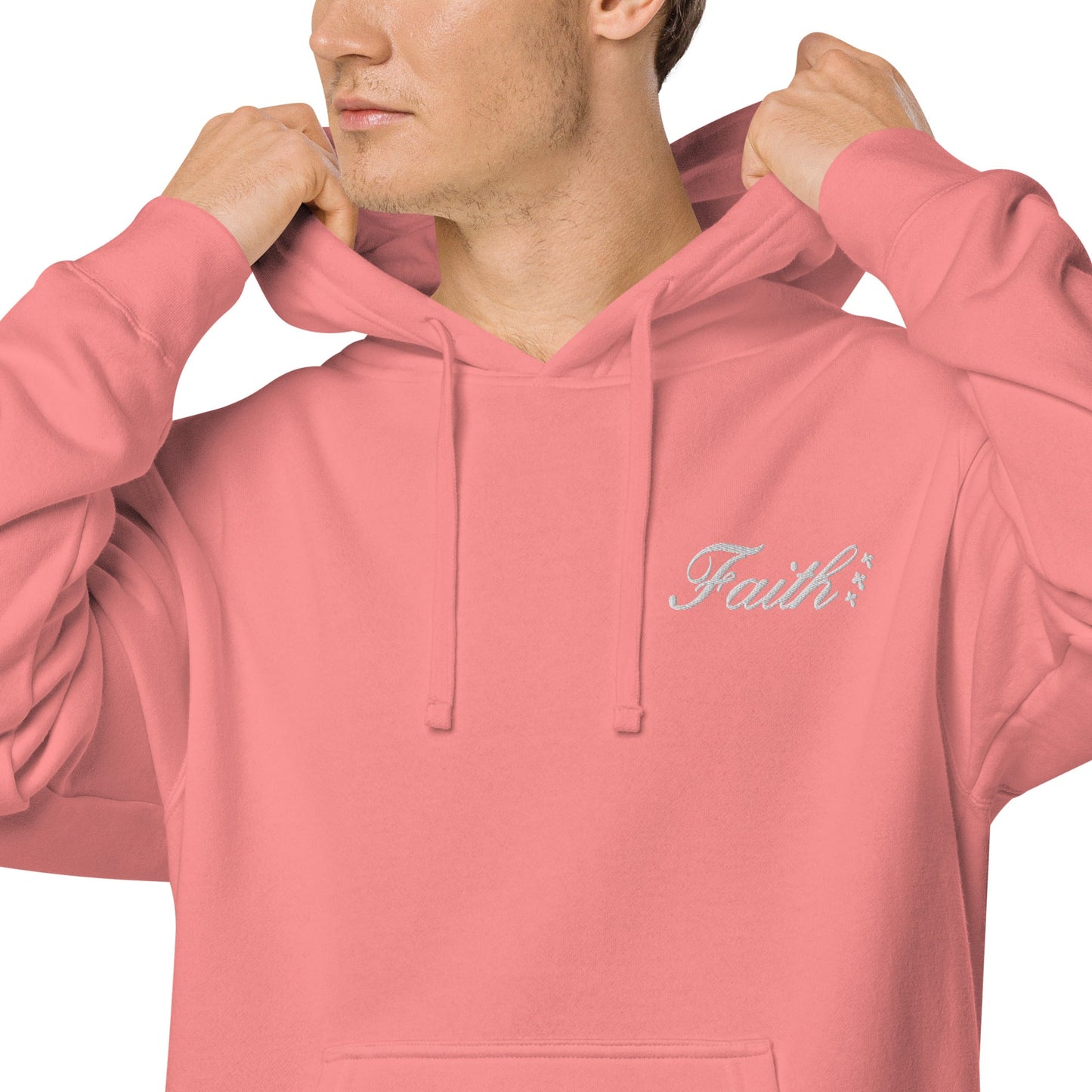 Embroidered Holy Trinity "Faith" Set Unisex Pigment Dyed Hoodie - Faith, Can Apparel