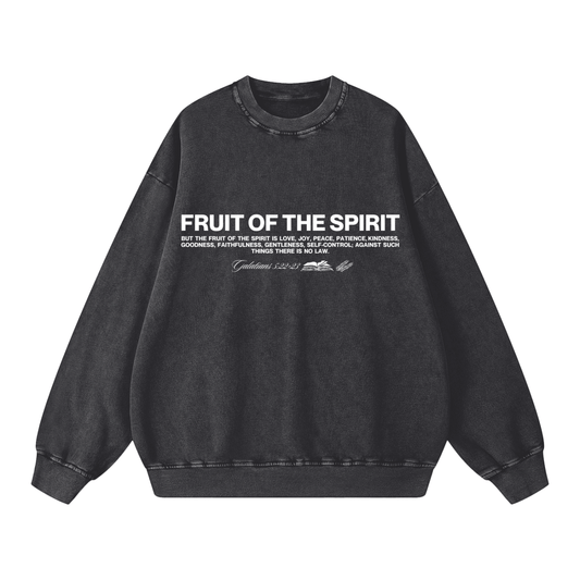 FRUIT OF THE SPIRIT Acid Washed Oversized Sweatshirt - Faith, Can Apparel