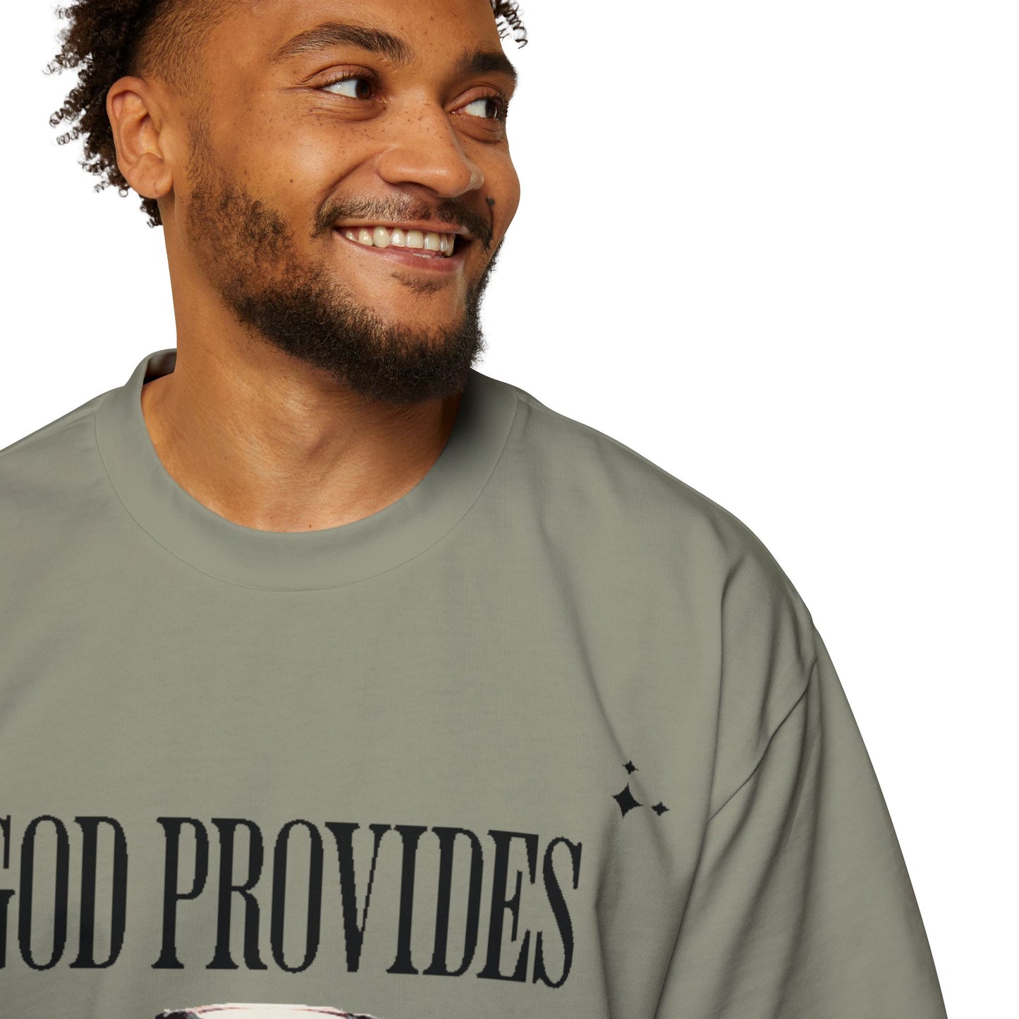 GOD PROVIDES Men's Heavy Oversized Cotton Tee