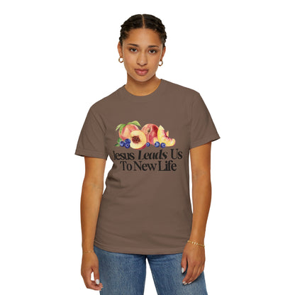 JESUS LEADS US TO NEW LIFE Women's Ring Spun Cotton Tee