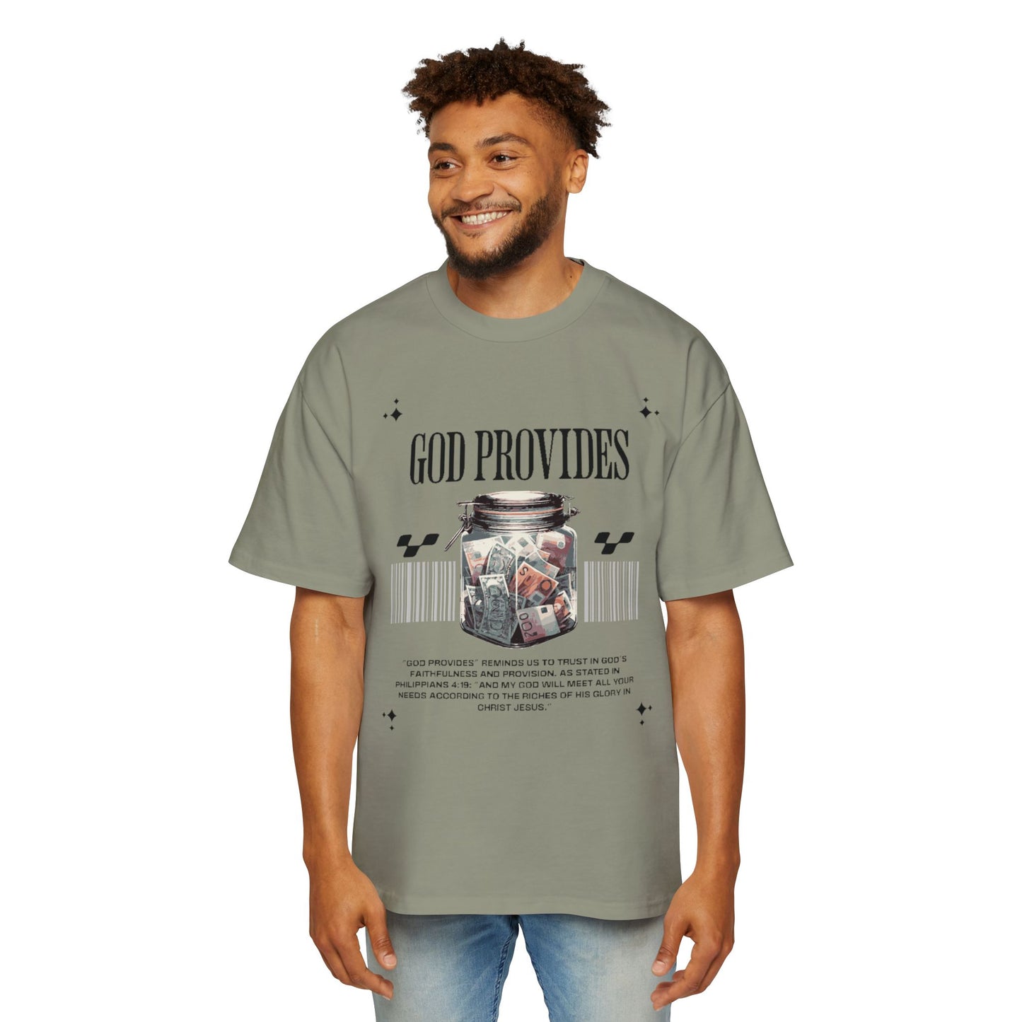 GOD PROVIDES Men's Heavy Oversized Cotton Tee