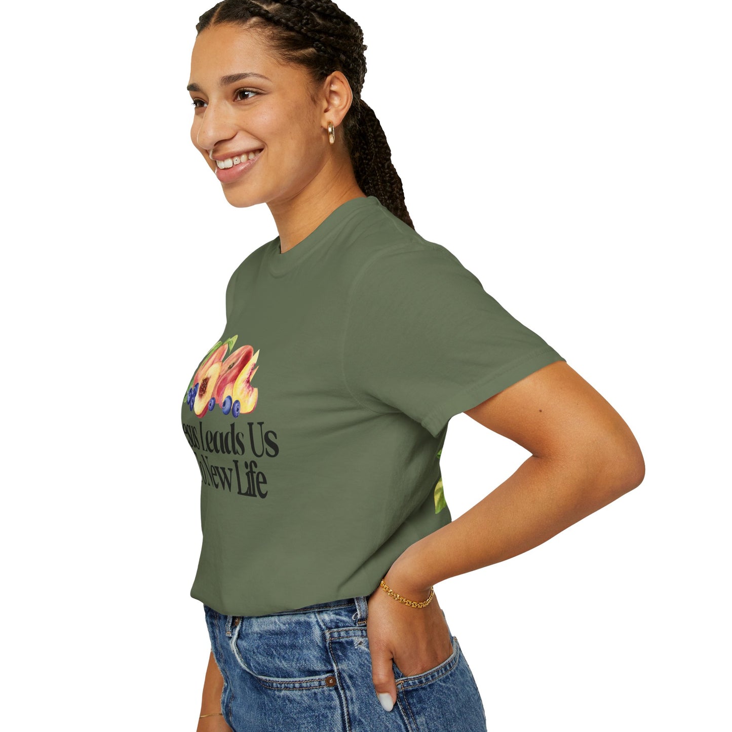 JESUS LEADS US TO NEW LIFE Women's Ring Spun Cotton Tee