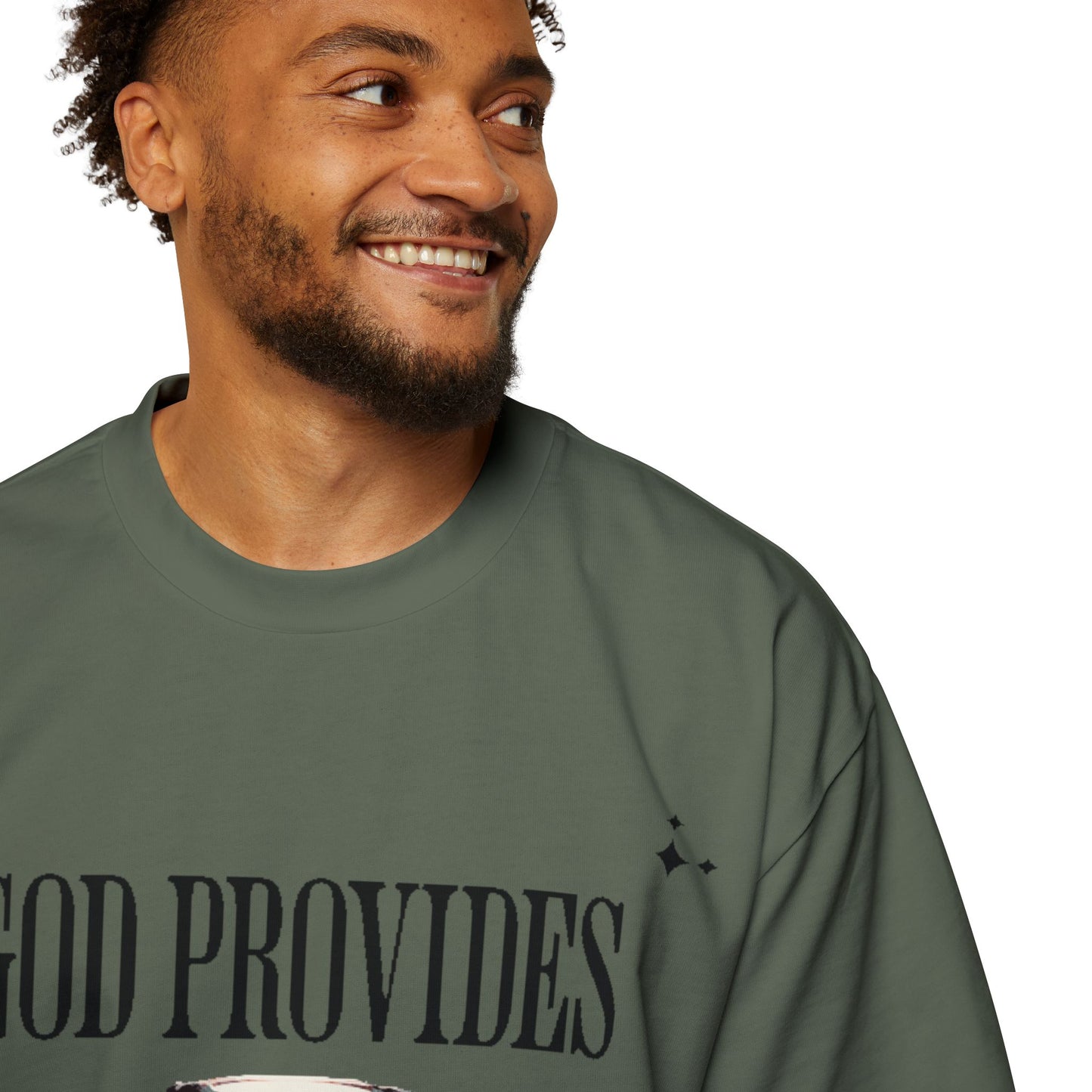 GOD PROVIDES Men's Heavy Oversized Cotton Tee