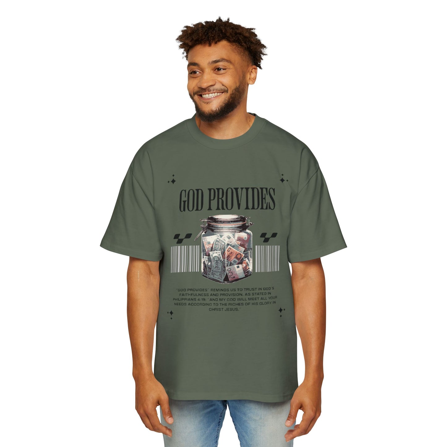 GOD PROVIDES Men's Heavy Oversized Cotton Tee