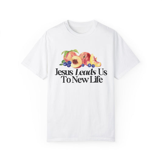 JESUS LEADS US TO NEW LIFE Women's Ring Spun Cotton Tee