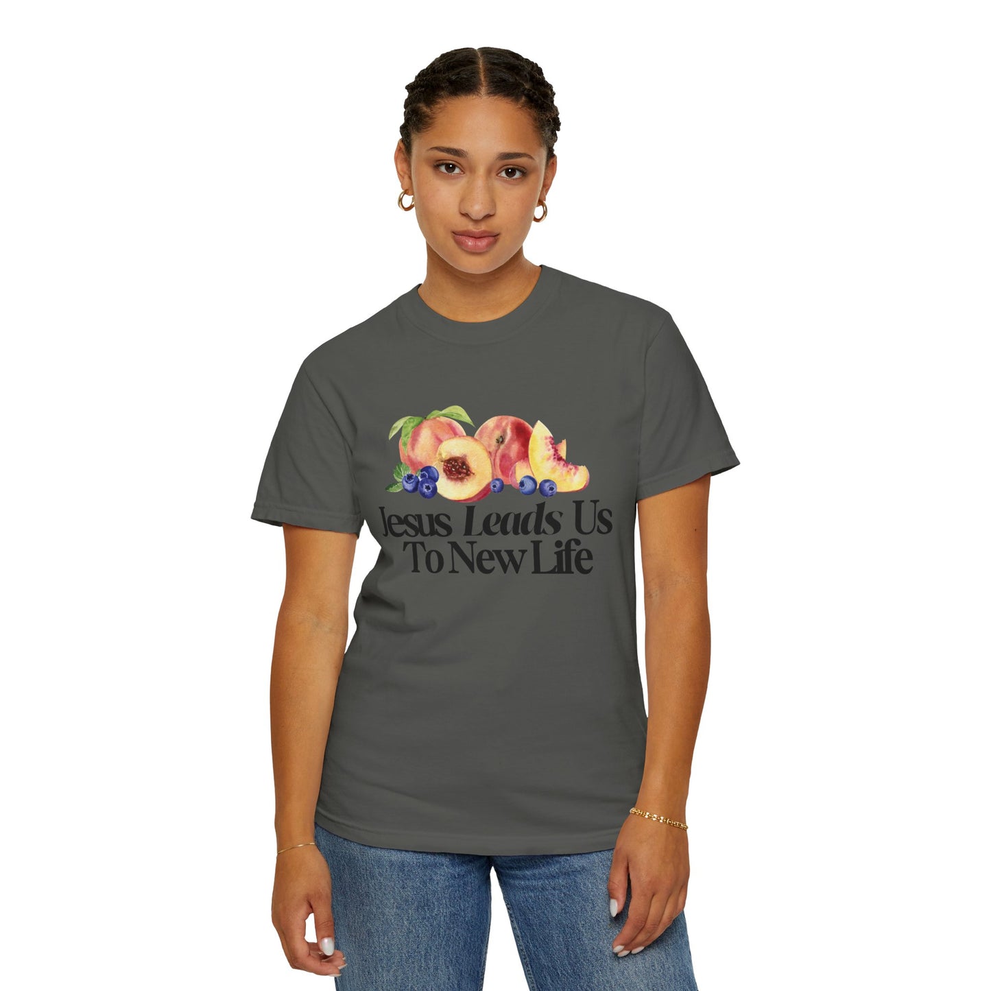 JESUS LEADS US TO NEW LIFE Women's Ring Spun Cotton Tee