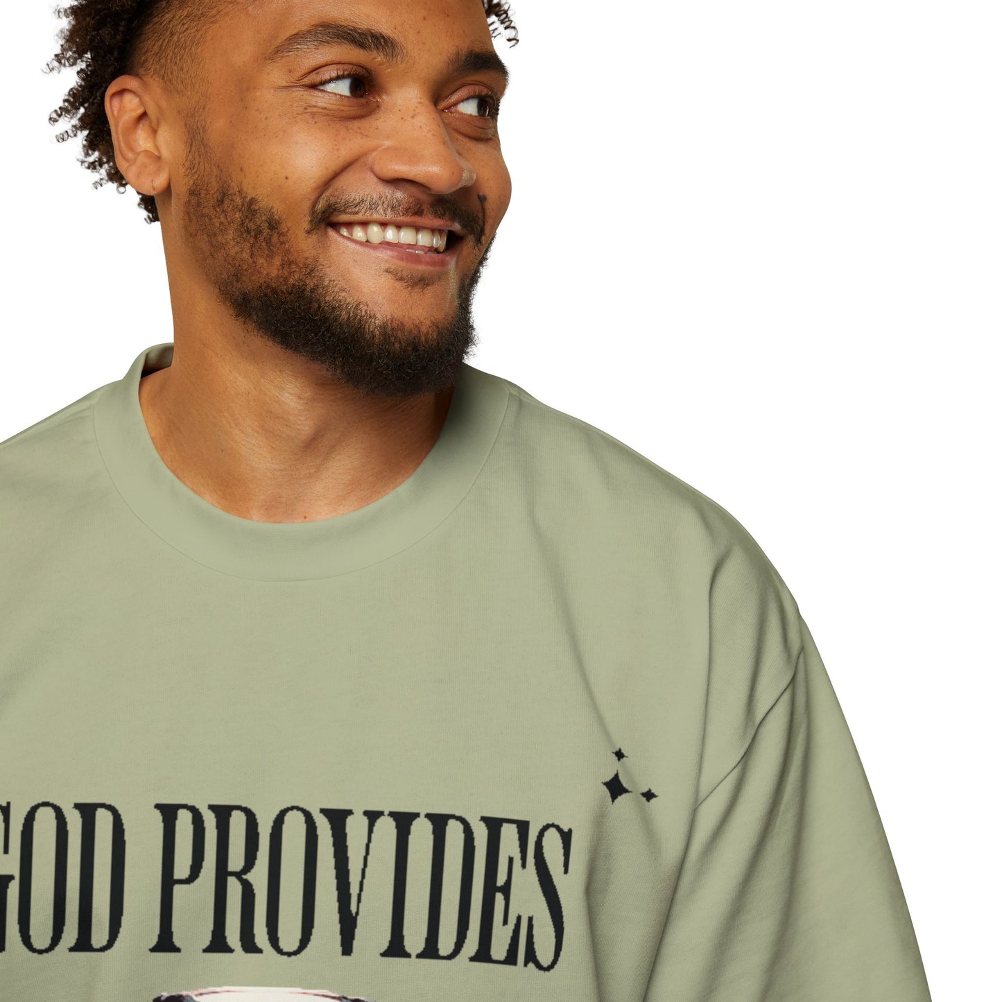 GOD PROVIDES Men's Heavy Oversized Cotton Tee