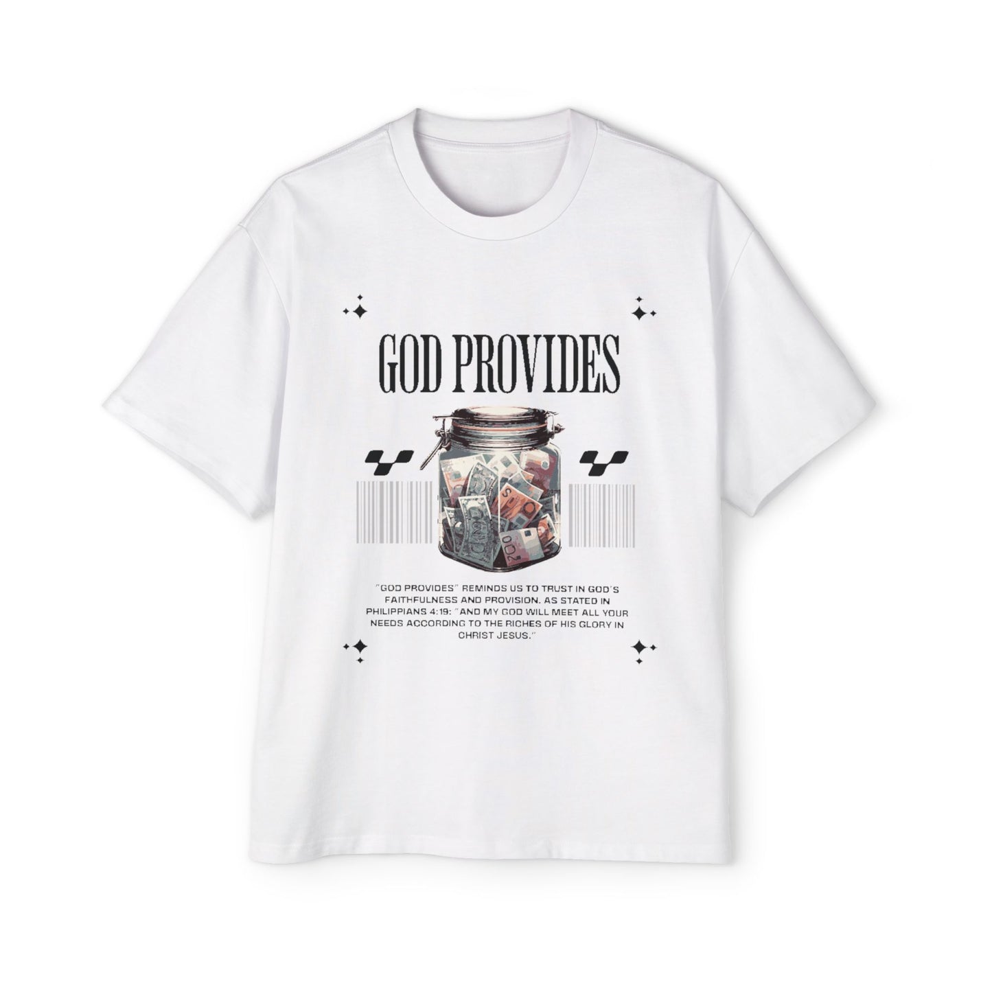 GOD PROVIDES Men's Heavy Oversized Cotton Tee