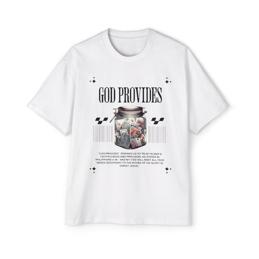 GOD PROVIDES Men's Heavy Oversized Cotton Tee