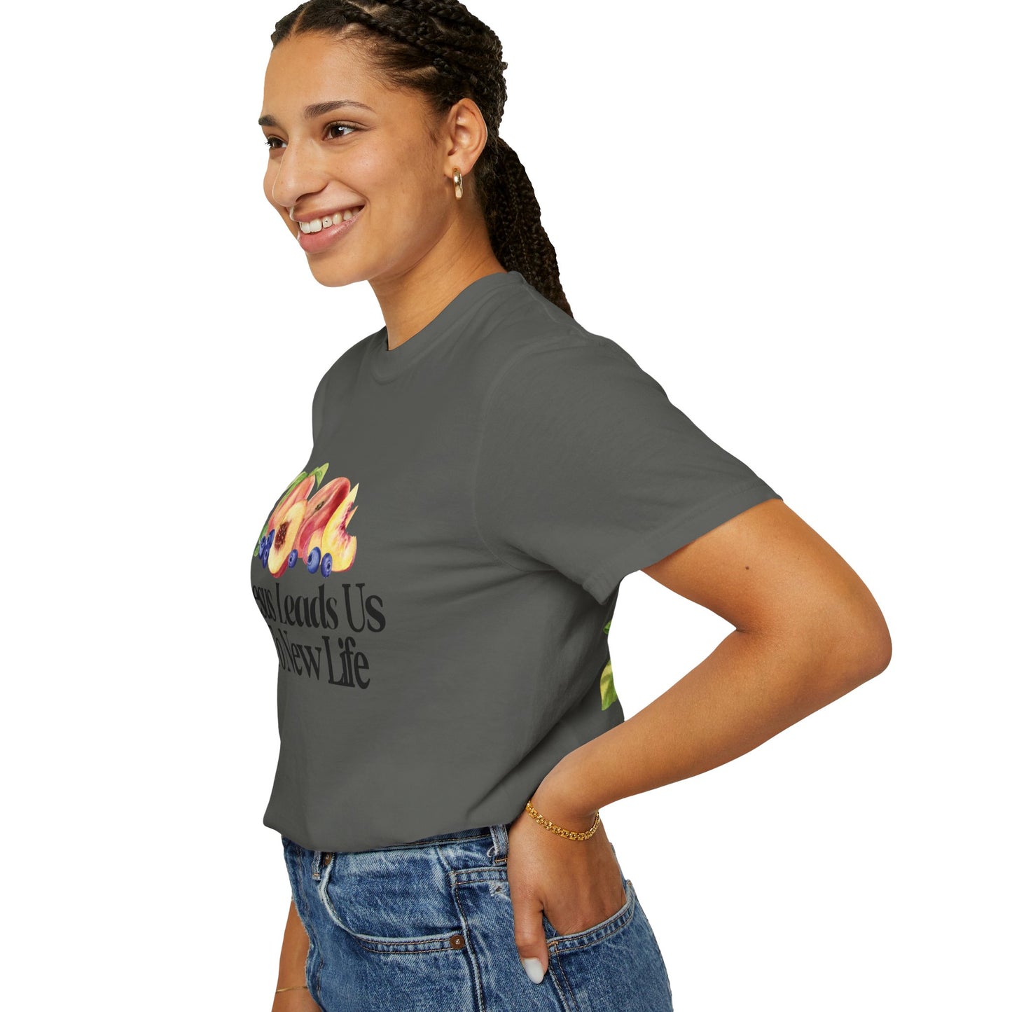 JESUS LEADS US TO NEW LIFE Women's Ring Spun Cotton Tee