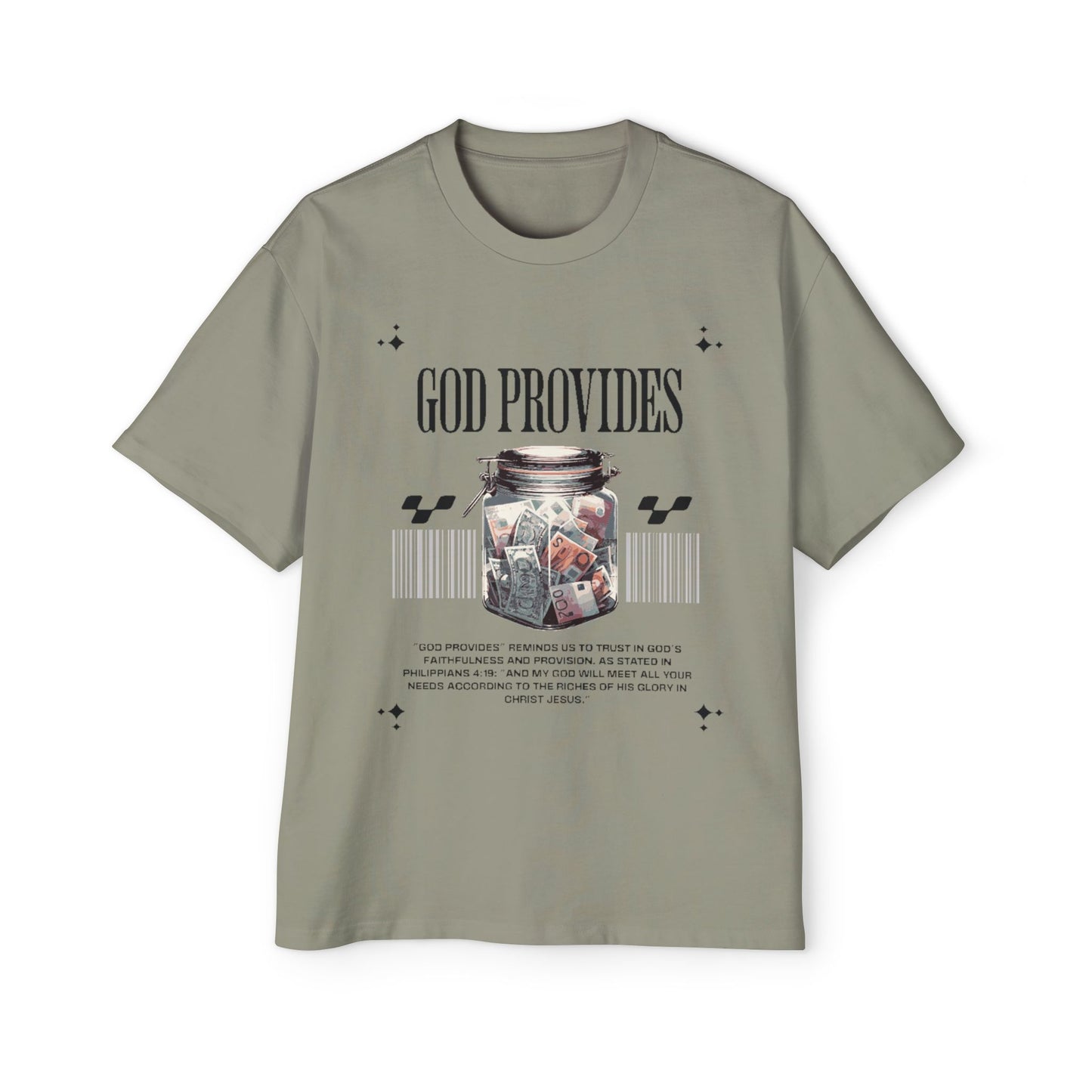 GOD PROVIDES Men's Heavy Oversized Cotton Tee