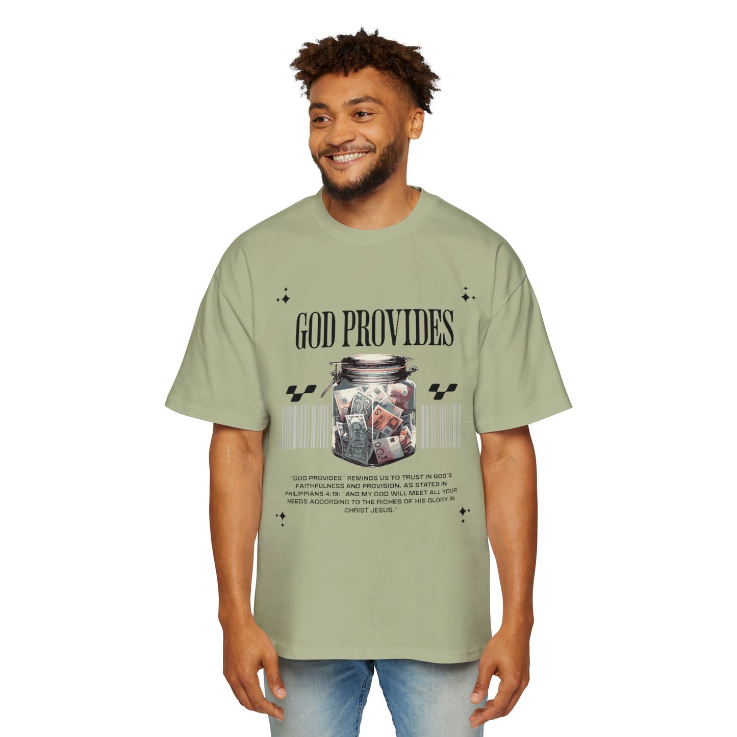 GOD PROVIDES Men's Heavy Oversized Cotton Tee