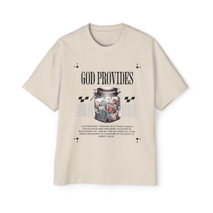 GOD PROVIDES Men's Heavy Oversized Cotton Tee