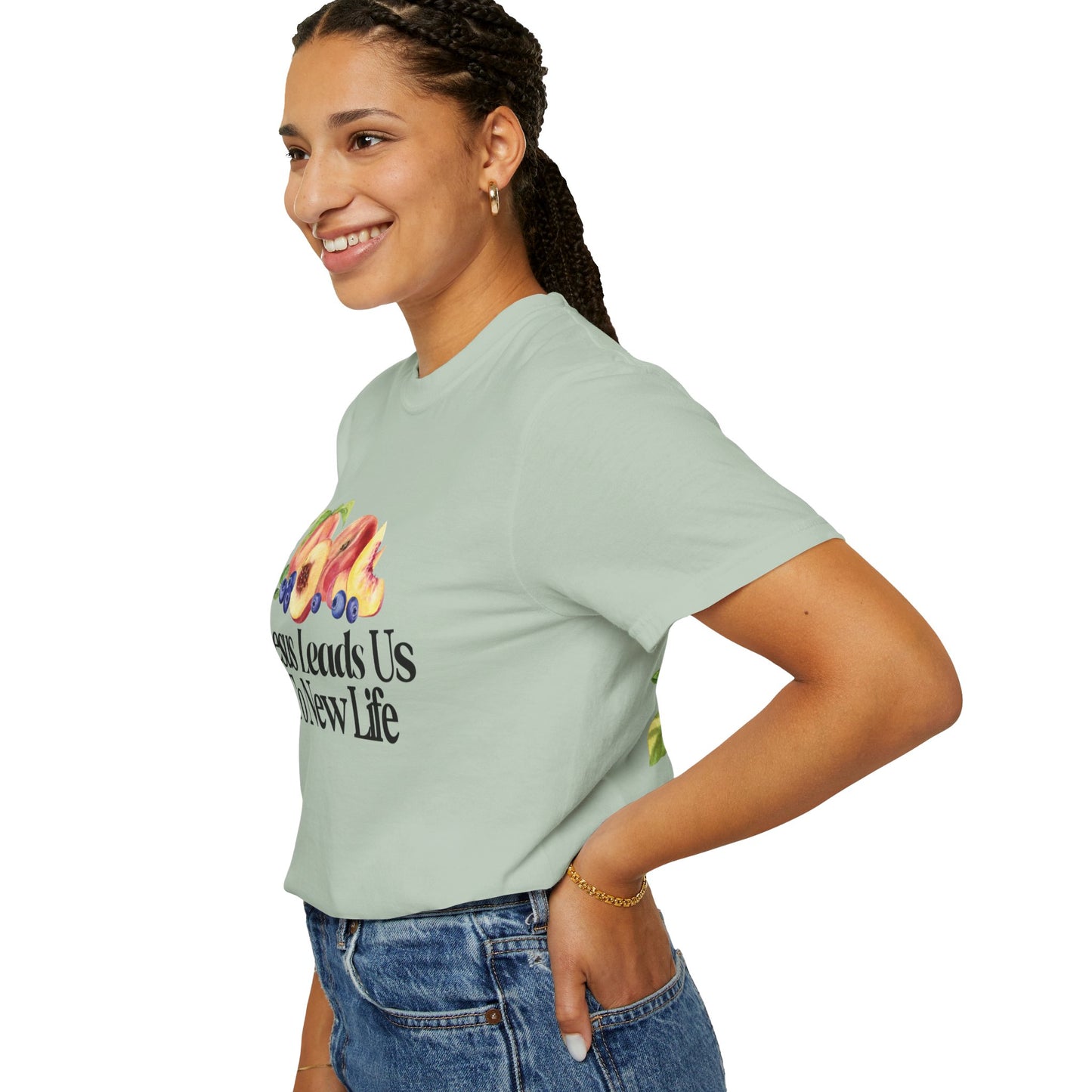 JESUS LEADS US TO NEW LIFE Women's Ring Spun Cotton Tee