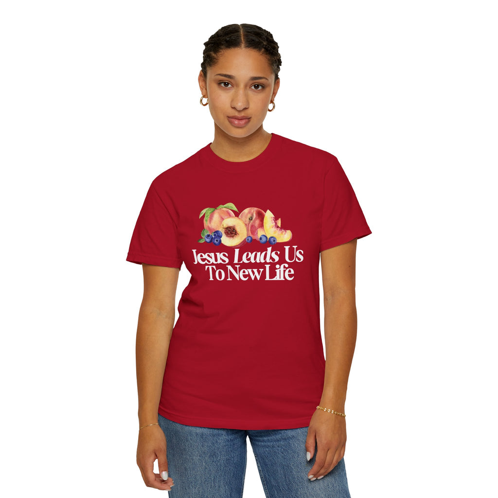 JESUS LEADS US TO NEW LIFE Women's Ring Spun Cotton T-Shirt