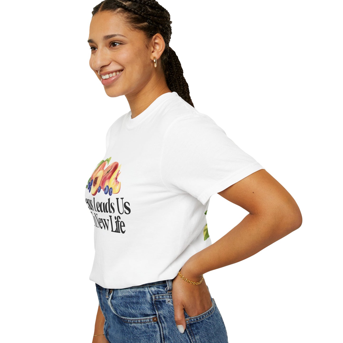 JESUS LEADS US TO NEW LIFE Women's Ring Spun Cotton Tee