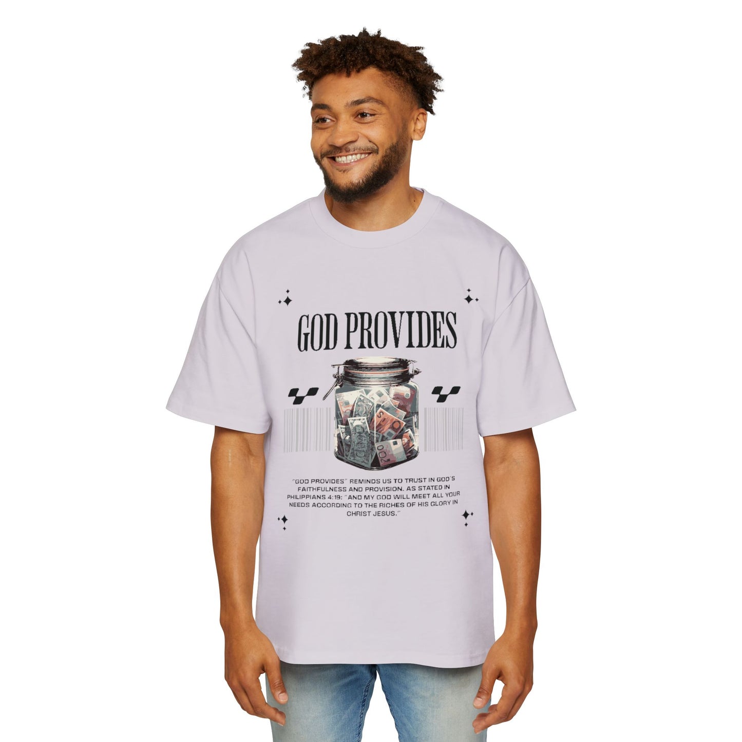 GOD PROVIDES Men's Heavy Oversized Cotton Tee