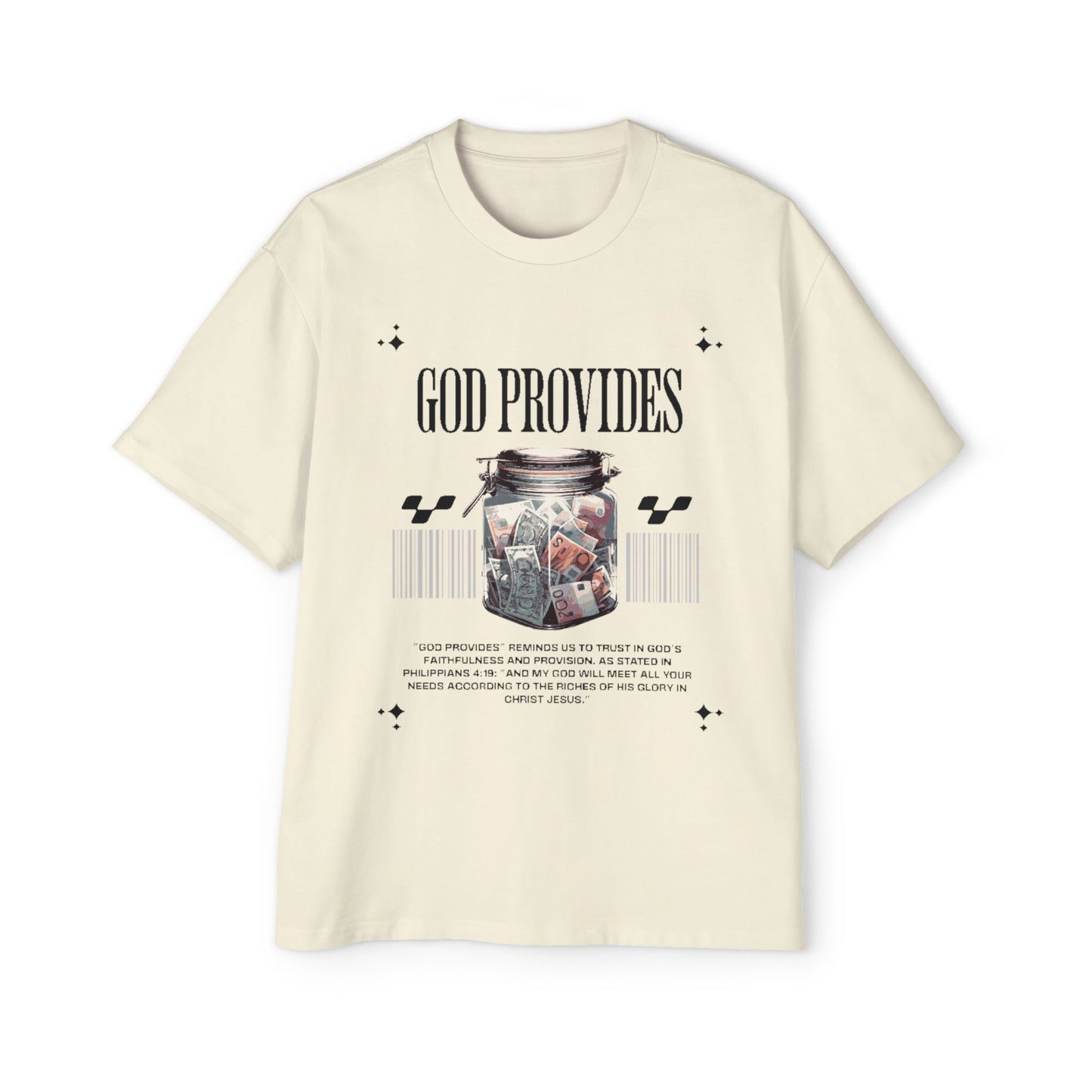 GOD PROVIDES Men's Heavy Oversized Cotton Tee