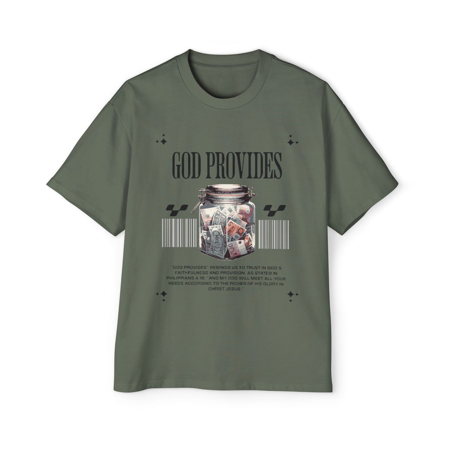 GOD PROVIDES Men's Heavy Oversized Cotton Tee