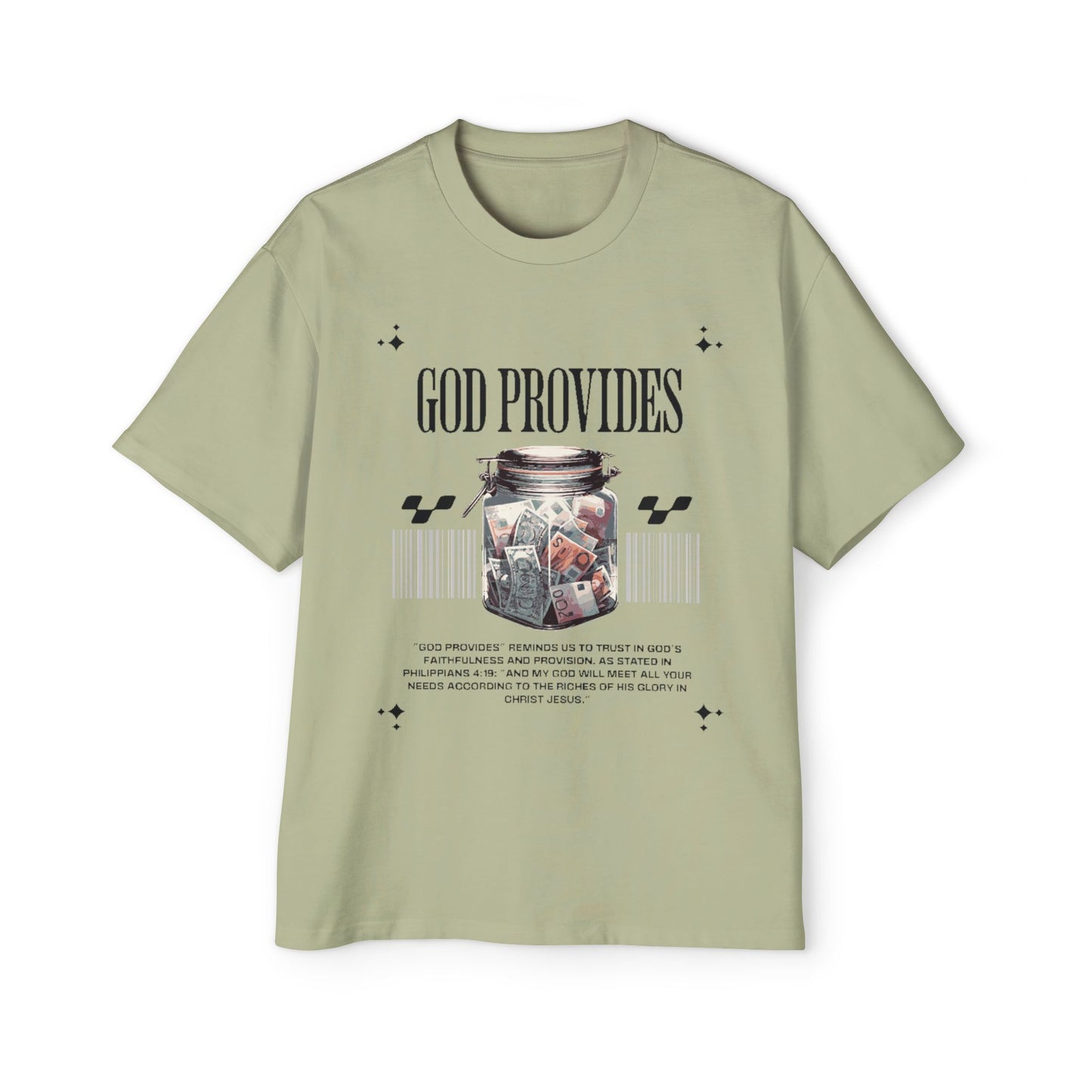 GOD PROVIDES Men's Heavy Oversized Cotton Tee