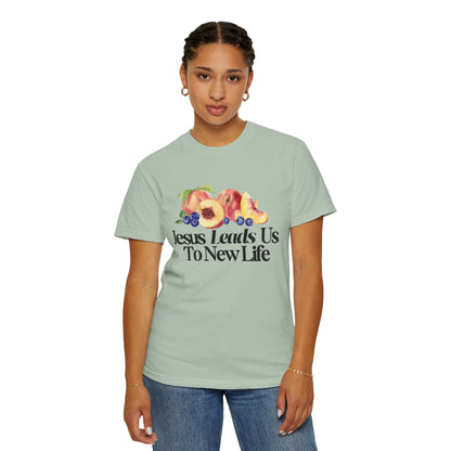 JESUS LEADS US TO NEW LIFE Women's Ring Spun Cotton Tee