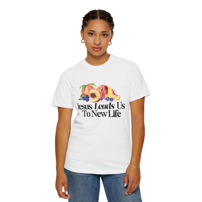 JESUS LEADS US TO NEW LIFE Women's Ring Spun Cotton Tee