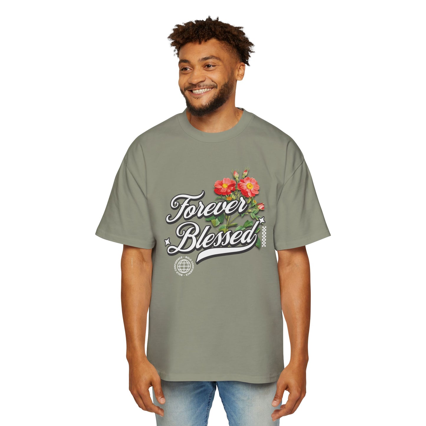 FOREVER BLESSED Men's Heavy Oversized Cotton Tee