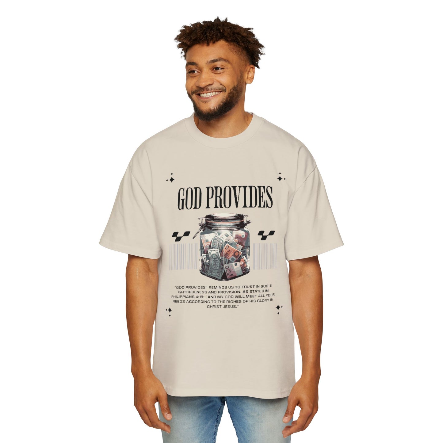 GOD PROVIDES Men's Heavy Oversized Cotton Tee