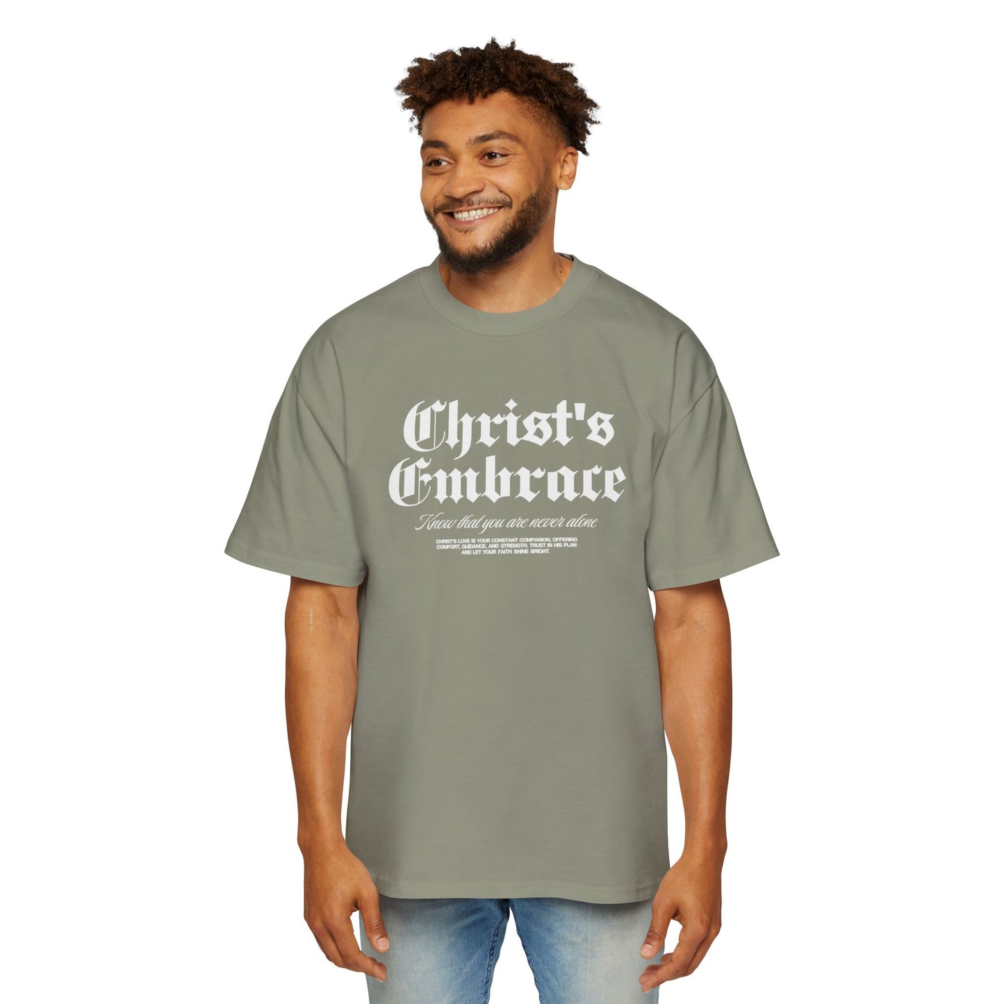 Christ's Embrace Men's Heavy Oversized Cotton Tee