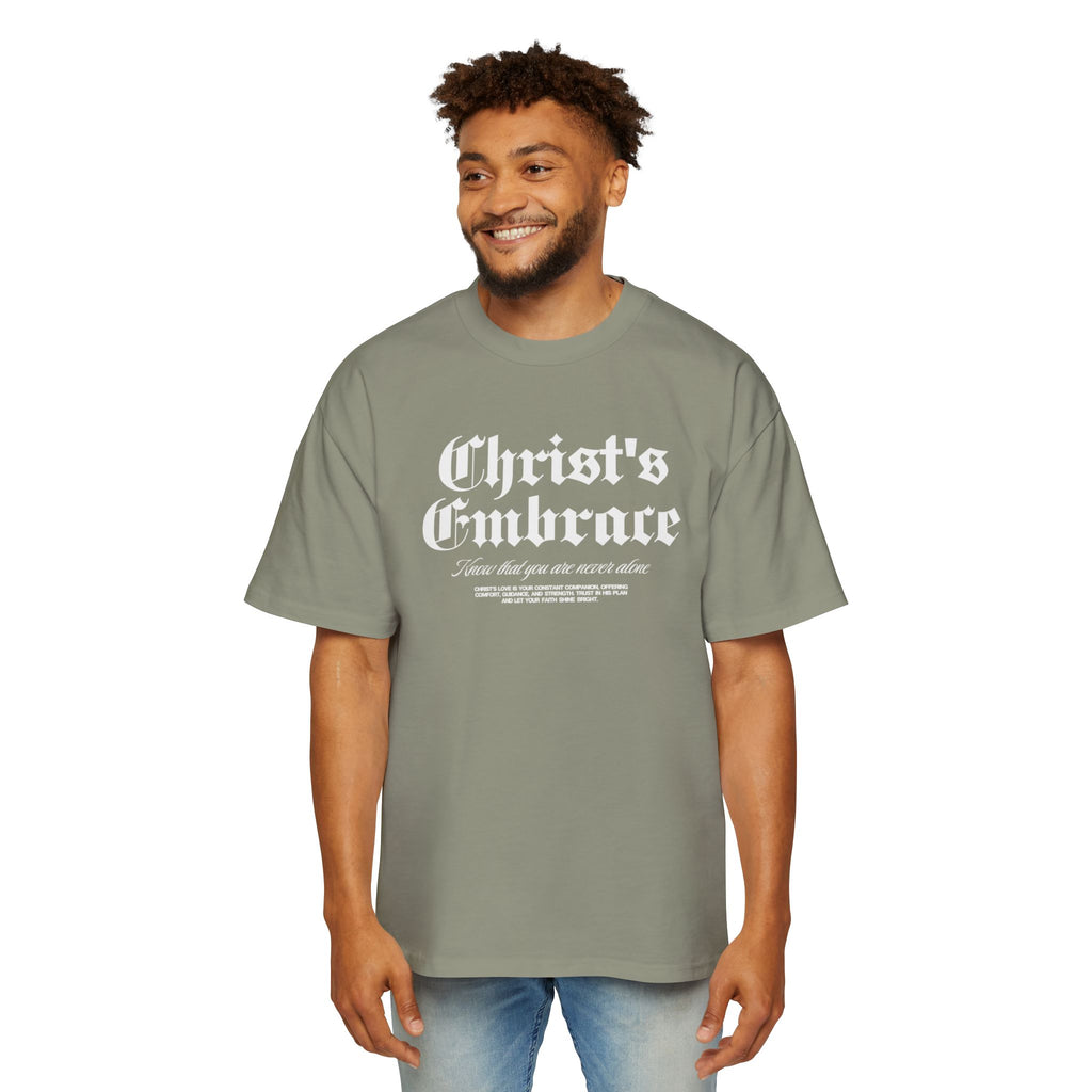 Christ's Embrace Men's Heavy Oversized Cotton T-Shirt