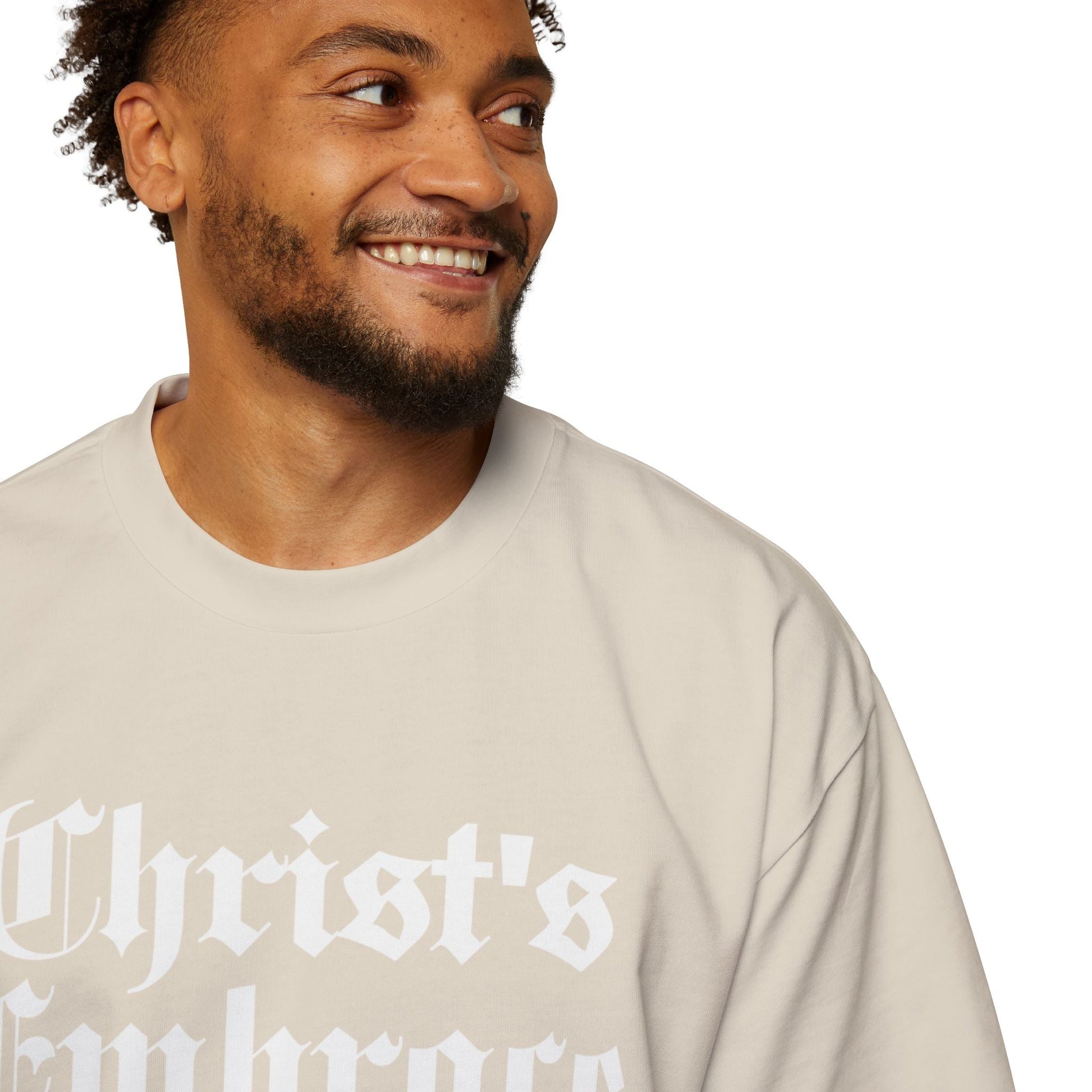 Christ's Embrace Men's Heavy Oversized Cotton T-Shirt - Faith, Can Apparel