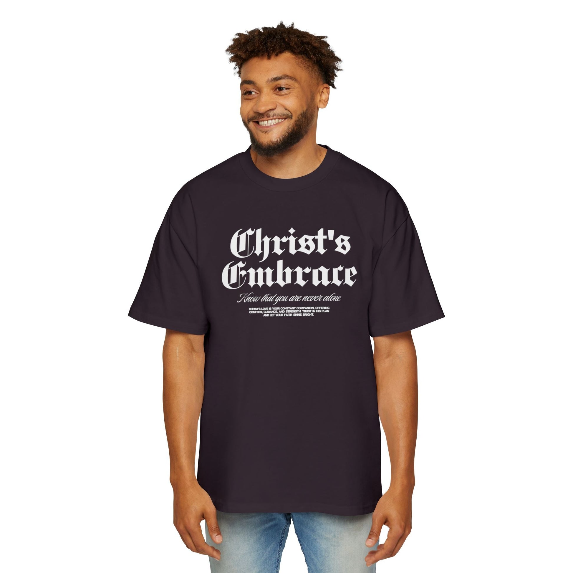 Christ's Embrace Men's Heavy Oversized Cotton T-Shirt - Faith, Can Apparel