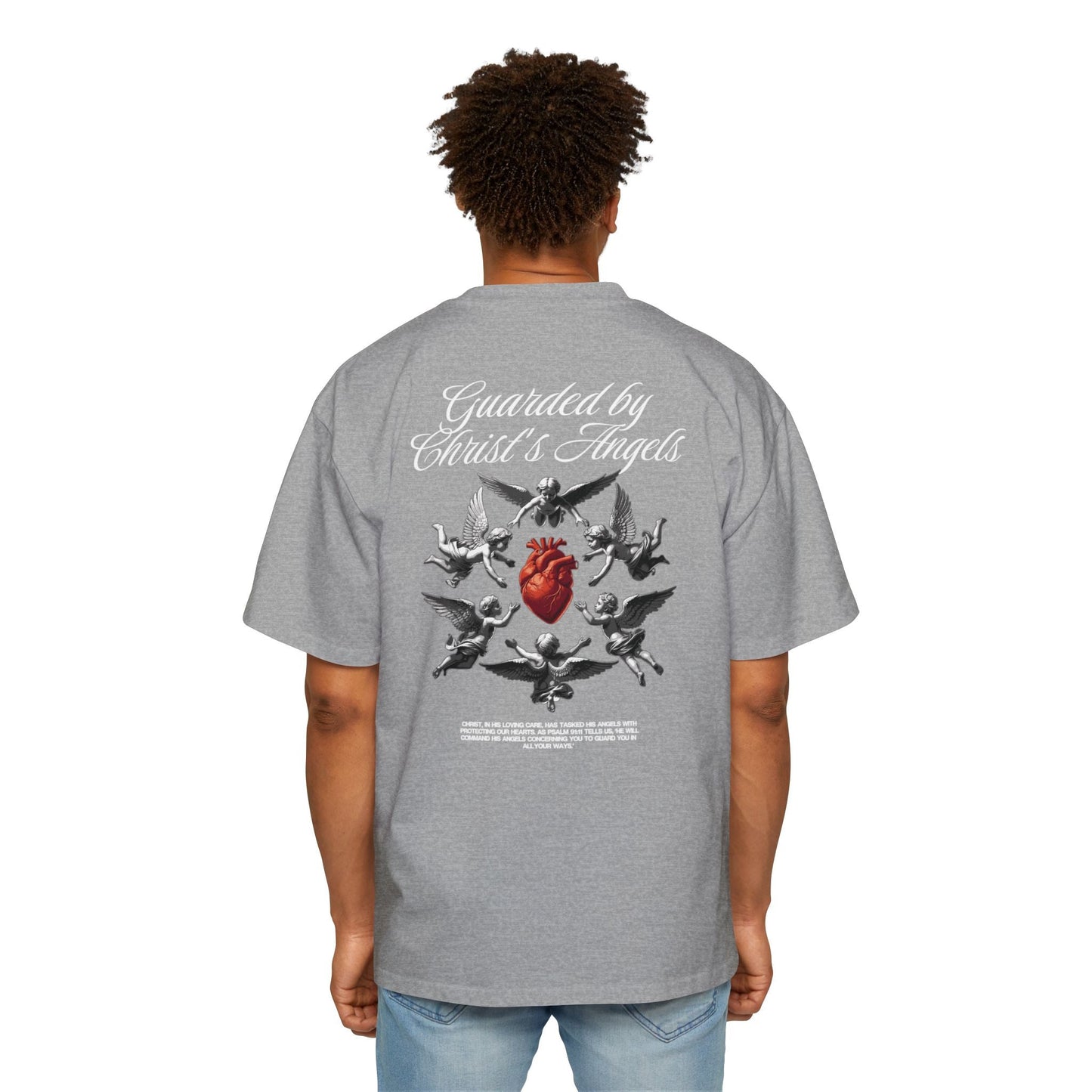 Christ's Embrace Men's Heavy Oversized Cotton T-Shirt - Faith, Can Apparel