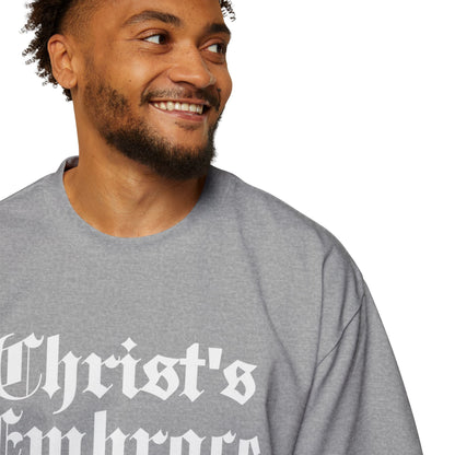 Christ's Embrace Men's Heavy Oversized Cotton T-Shirt - Faith, Can Apparel