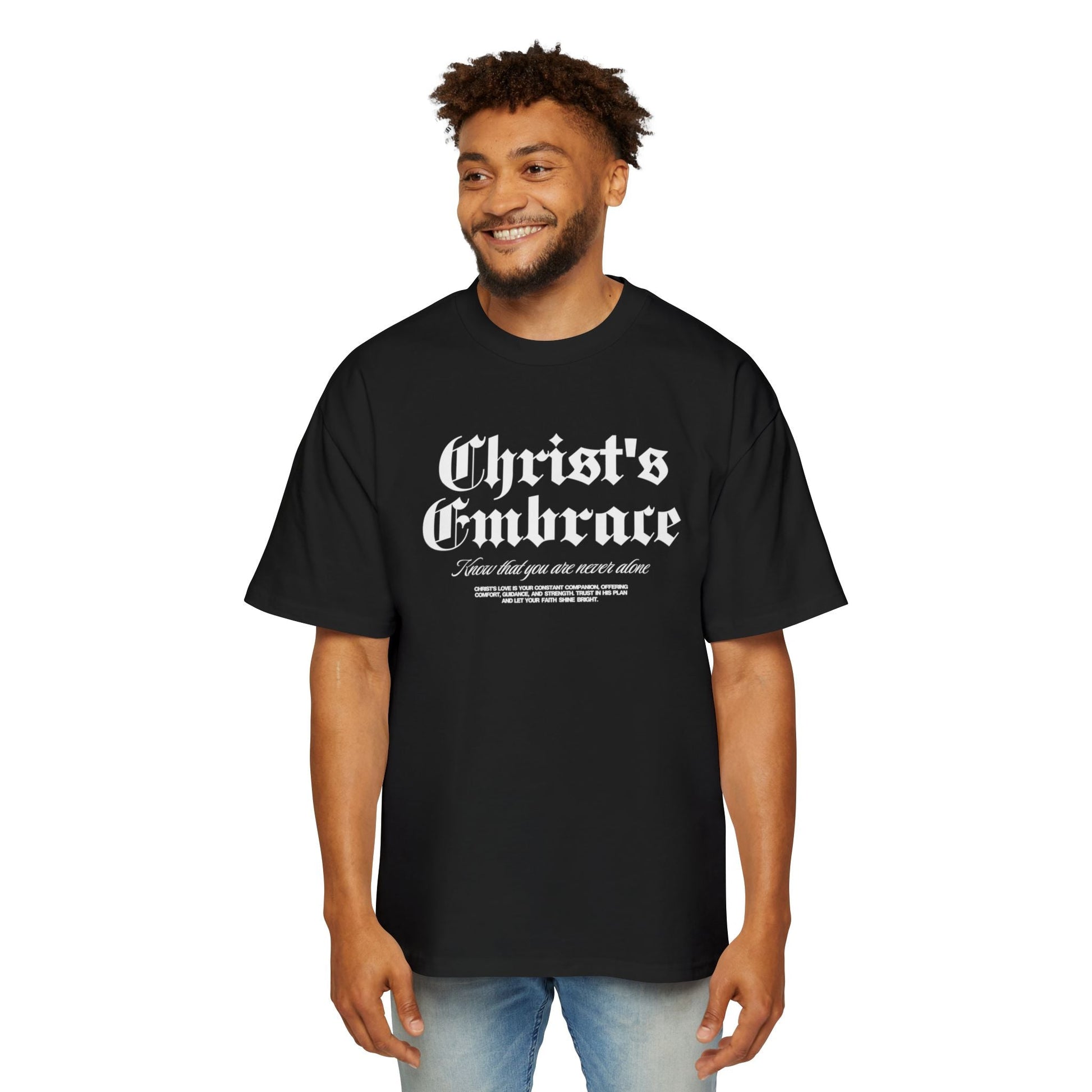 Christ's Embrace Men's Heavy Oversized Cotton T-Shirt - Faith, Can Apparel