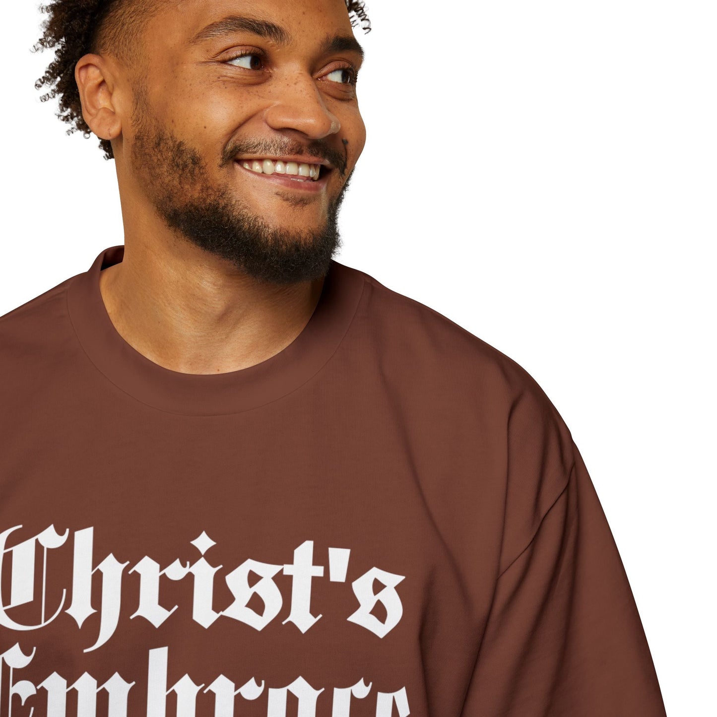 Christ's Embrace Men's Heavy Oversized Cotton T-Shirt - Faith, Can Apparel