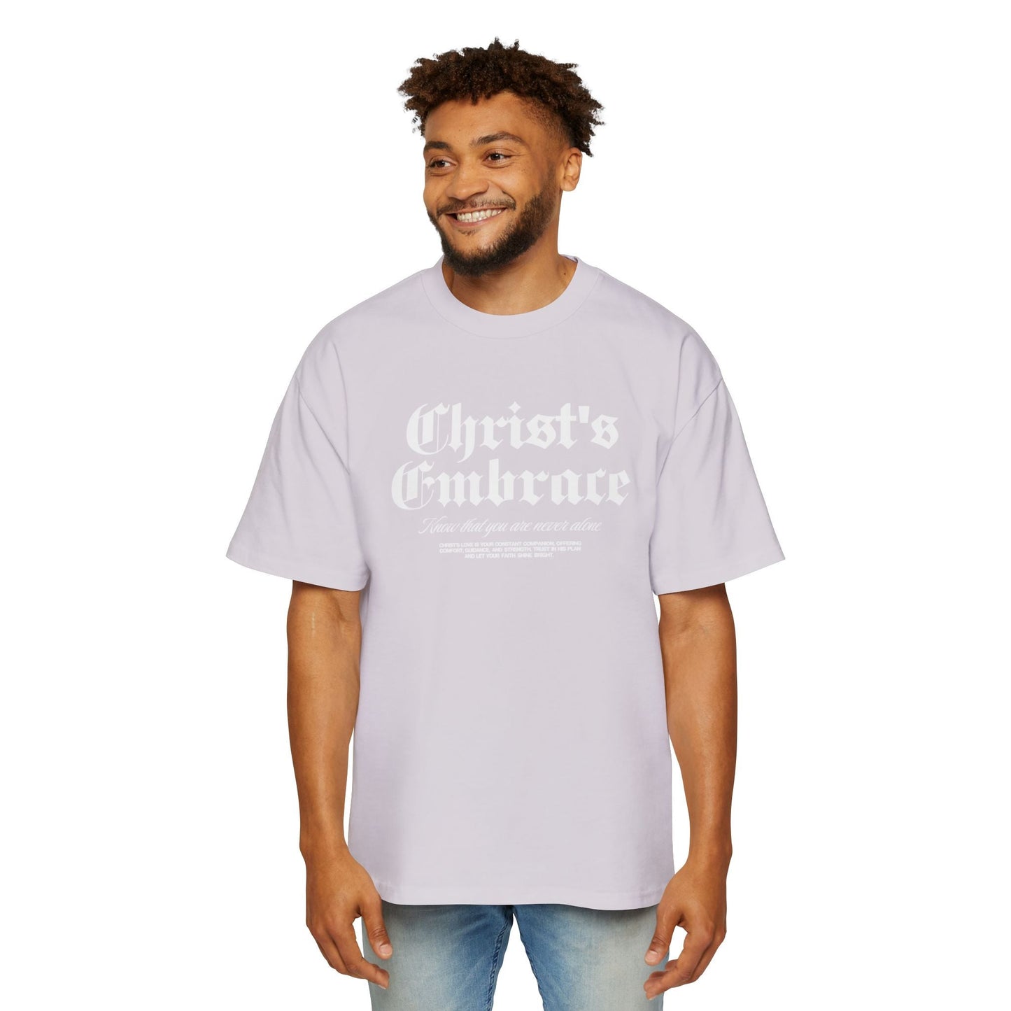 Christ's Embrace Men's Heavy Oversized Cotton T-Shirt - Faith, Can Apparel