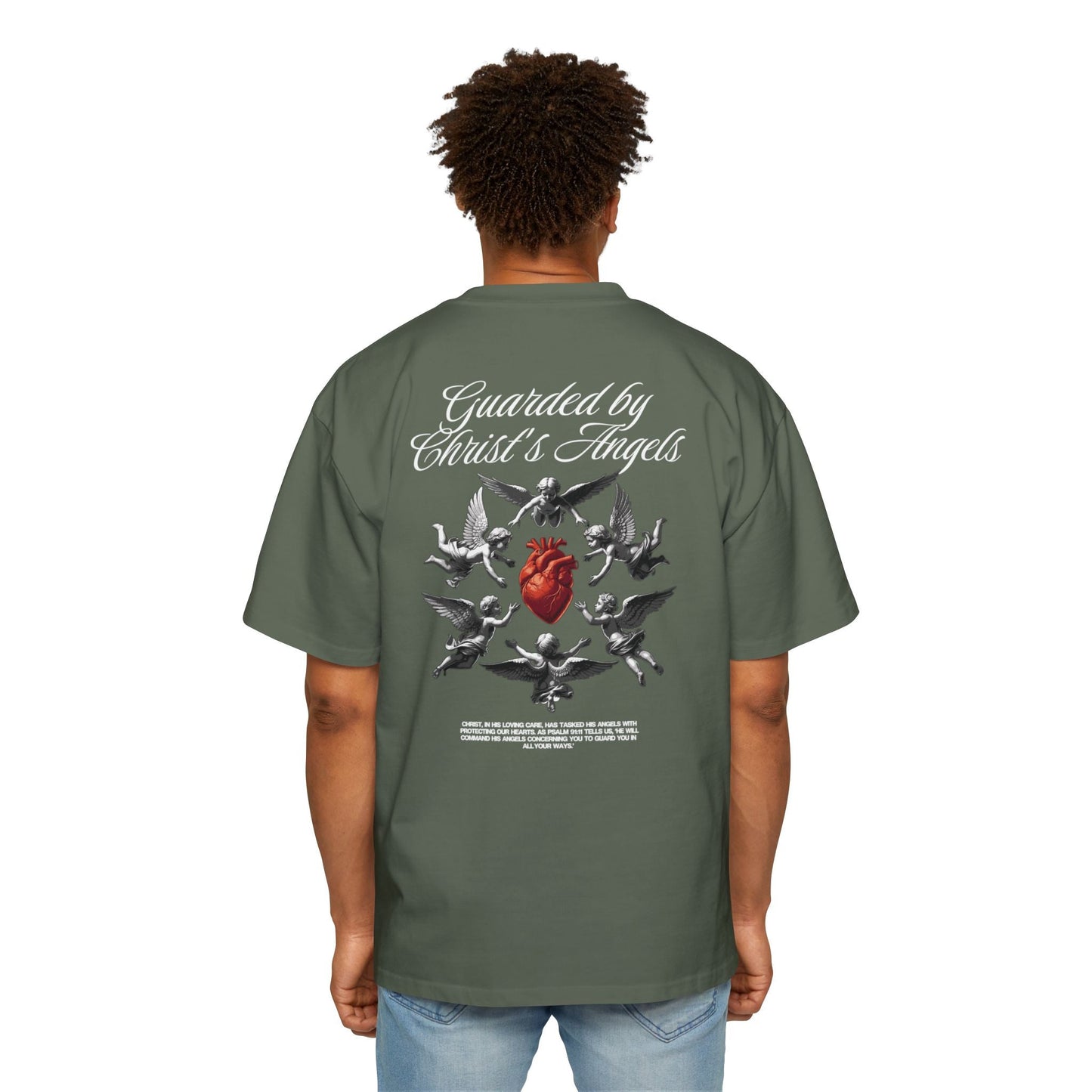 Christ's Embrace Men's Heavy Oversized Cotton T-Shirt - Faith, Can Apparel
