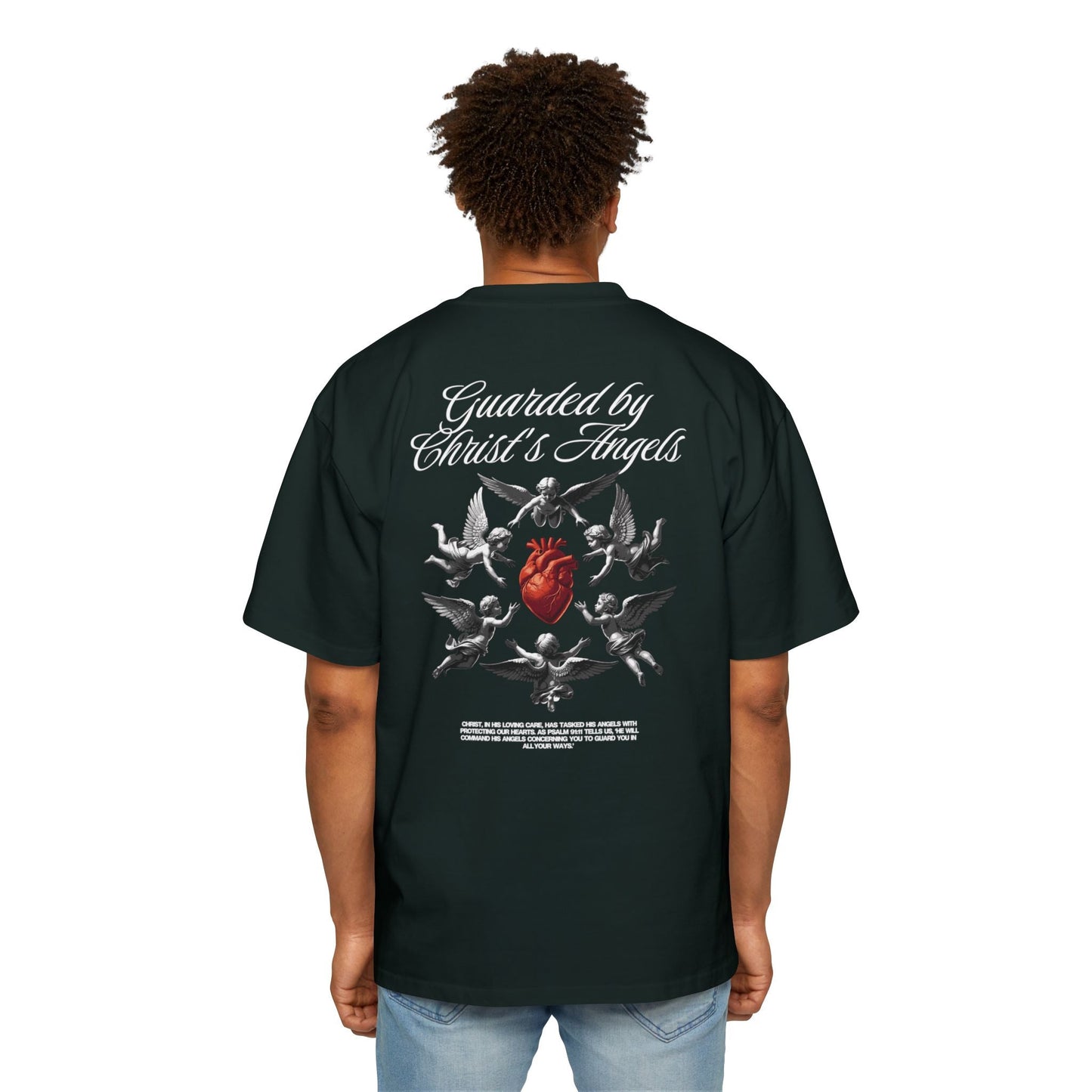 Christ's Embrace Men's Heavy Oversized Cotton T-Shirt - Faith, Can Apparel