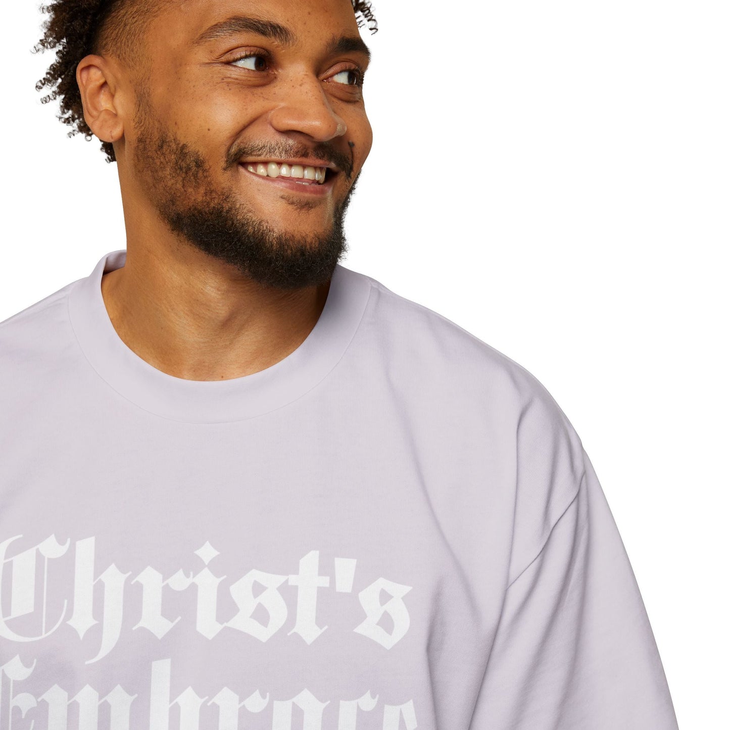 Christ's Embrace Men's Heavy Oversized Cotton T-Shirt - Faith, Can Apparel
