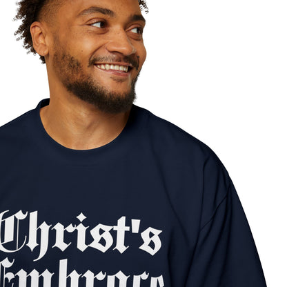 Christ's Embrace Men's Heavy Oversized Cotton T-Shirt - Faith, Can Apparel