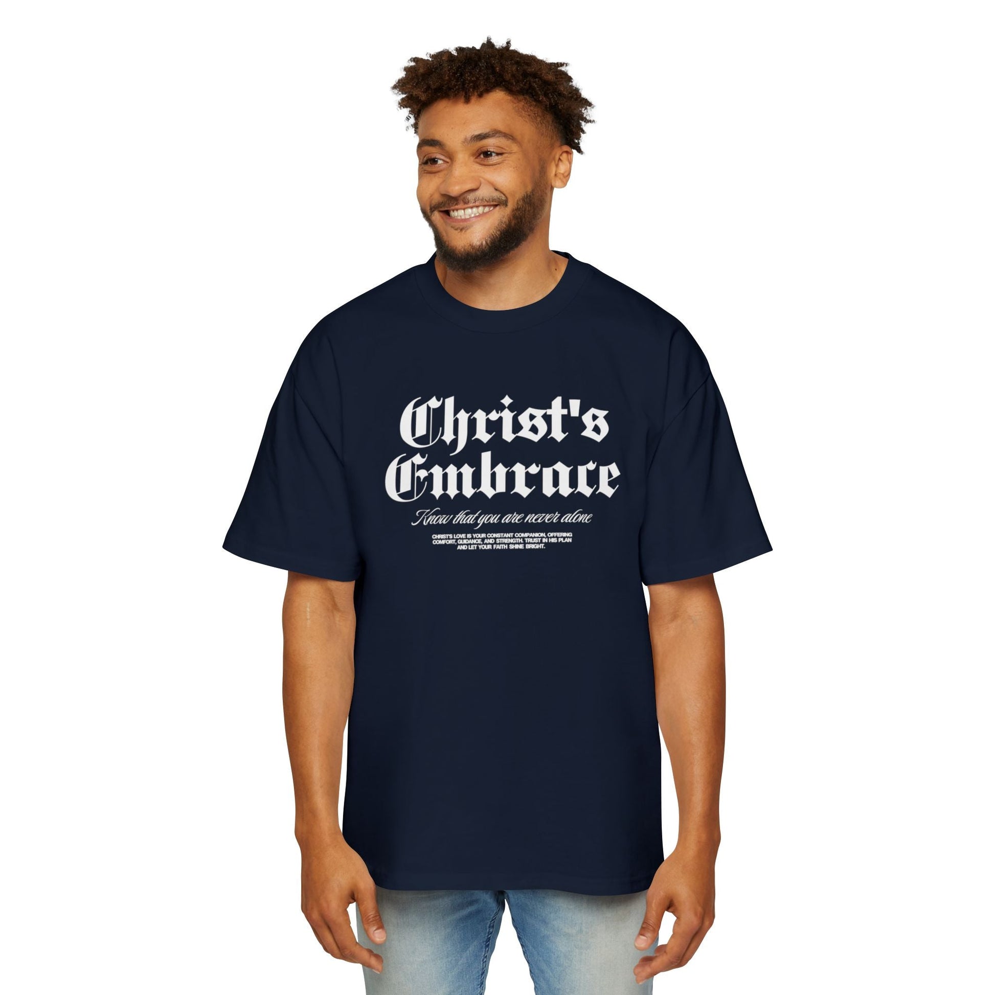 Christ's Embrace Men's Heavy Oversized Cotton T-Shirt - Faith, Can Apparel