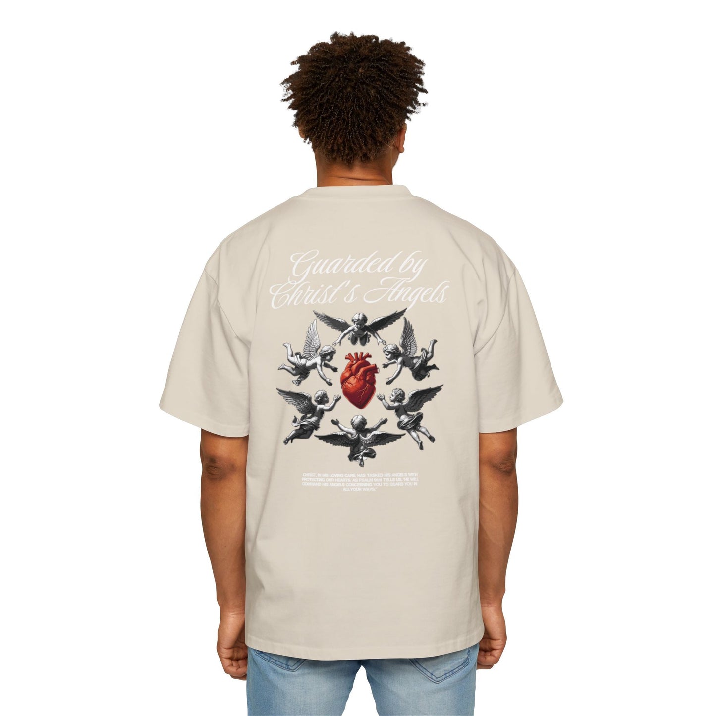 Christ's Embrace Men's Heavy Oversized Cotton T-Shirt - Faith, Can Apparel