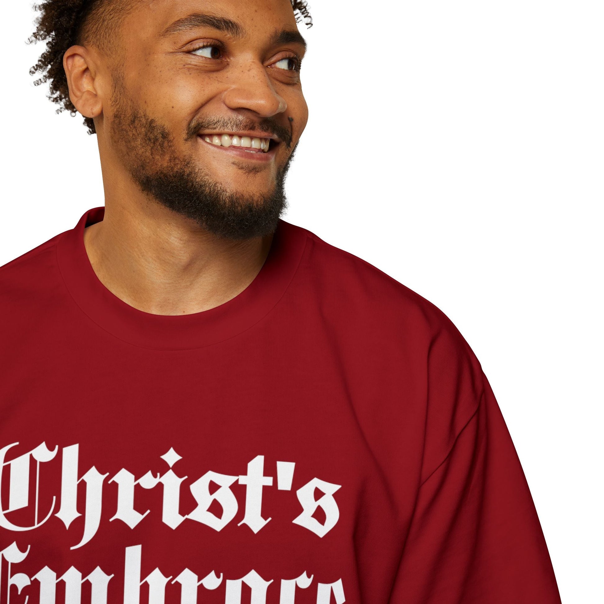 Christ's Embrace Men's Heavy Oversized Cotton T-Shirt - Faith, Can Apparel