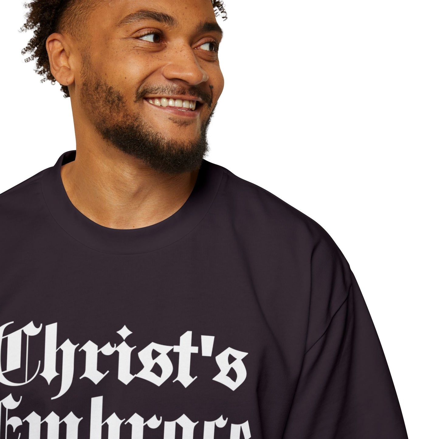 Christ's Embrace Men's Heavy Oversized Cotton T-Shirt - Faith, Can Apparel