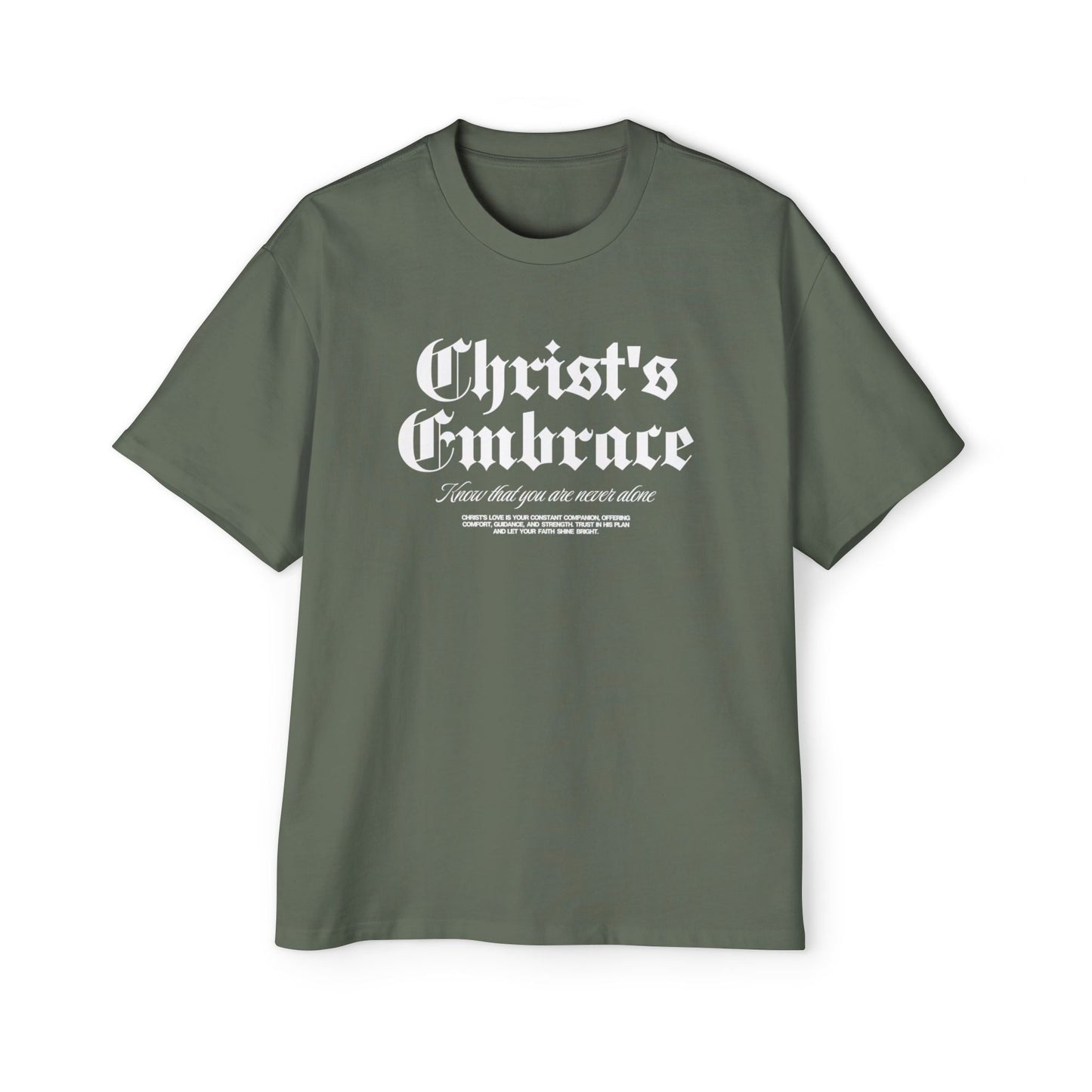 Christ's Embrace Men's Heavy Oversized Cotton T-Shirt - Faith, Can Apparel