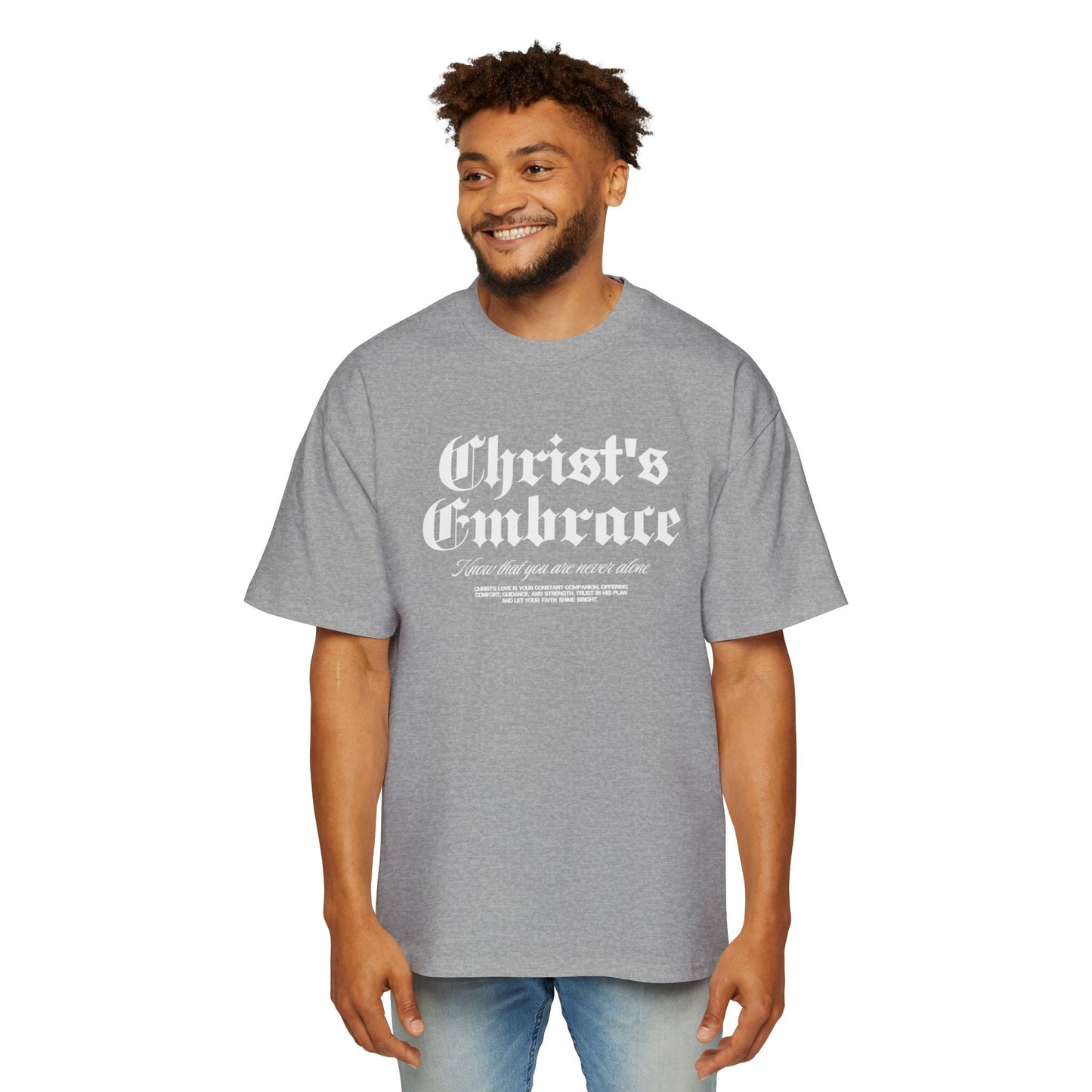 Christ's Embrace Men's Heavy Oversized Cotton T-Shirt - Faith, Can Apparel