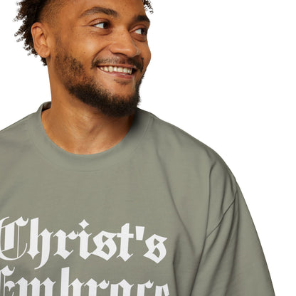 Christ's Embrace Men's Heavy Oversized Cotton T-Shirt - Faith, Can Apparel