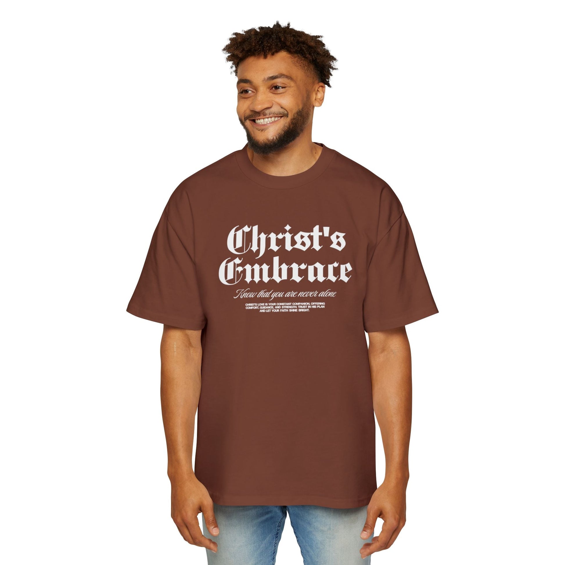 Christ's Embrace Men's Heavy Oversized Cotton T-Shirt - Faith, Can Apparel